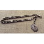 A VICTORIAN SILVER ALBERT CHAIN Having graduated links and hung with two silver coins, 1816 and