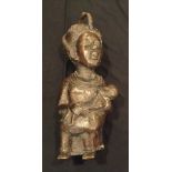A LARGE BENIN BRONZE STATUE  Mother and child. (56cm)