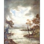 VANDE VELDE, OIL ON CARD A coastal scene, glazed, framed and signed lower right. (approx 22½cm x