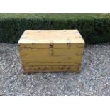 A PAINTED INDIAN DOWRY CHEST Fitted with heavy metal brackets and a lower drawer.