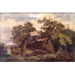 ALFRED FEYEN PERRIN, BRITISH, 1838 - 1918, OIL ON CANVAS  Landscape, Inscribed verso 'David Oaks,