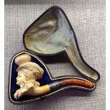 BEAULIEU TOBACCO CO., A VICTORIAN MEERSCHAUM PIPE  Finely carved with the head and shoulders of a