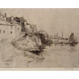 MARTIN HARDIE, AN EDWARDIAN BLACK AND WHITE ETCHING  Coastal scene, a Cornish harbour, signed in