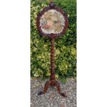 A 19TH CENTURY ROSEWOOD TELESCOPIC POLE SCREEN Having carved floral decoration and inset floral