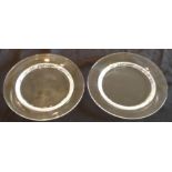 LALIQUE, FRANCE, A PAIR OF 20TH CENTURY GLASS CHARGERS  With decorative frosted glass rims and