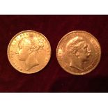 AN 1870 GOLD SOVEREIGN  Together with a 1905 gold German '20' mark piece.