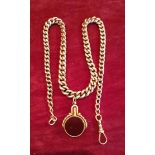 A VICTORIAN 9CT GOLD GRADUATED ALBERT CHAIN With a 9ct gold mounted bloodstone and Cornelian watch