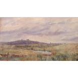 A 20TH CENTURY WATERCOLOUR Landscape, Rye, Sussex, gilt framed.