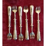 CHRISTOFLE, FRANCE, A LATE 19TH/EARLY 20TH CENTURY SET OF SIX SOLID SILVER LOBSTER FORKS Along