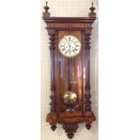 A LATE 19TH CENTURY MAHOGANY CASED VIENNA REGULATOR WALL CLOCK Having weight driven movement with