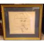 HENRY KOEHLER, AMERICAN, BORN 1927, CHARCOAL ON PAPER Portrait of a gentleman in a bowler hat,