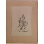 EDDIE KENNEDY, 1986, PENCIL DRAWING A mounted polo player in action, mounted, signed and dated in