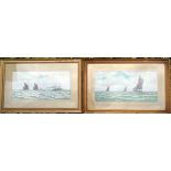 J. MAURICE HOSKINS, A PAIR OF 19TH CENTURY WATERCOLOURS  Marine scenes, with sailing ships and steam