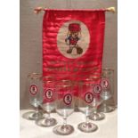 WORLD CUP WILLY, A 20TH CENTURY SET OF SIX DRINKING GLASSES To include Watney Mann World Cup Ale,