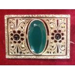 THEODOR FAHRNER, AN EARLY 20TH CENTURY SILVER RECTANGULAR BROOCH The pierced panel inset with