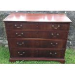 A GEORGE III PERIOD MAHOGANY CHEST Of four long graduating drawers fitted with brass swan neck