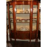 AN EDWARDIAN ADAMS REVIVAL MAHOGANY DISPLAY CABINET  With hand painted decoration, in the form of