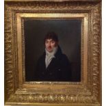 B. BORELY, 1814, A GOOD REGENCY OIL ON CANVAS Portrait of a well dressed gentleman, signed, dated