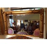 A 19TH CENTURY GILT FRAMED OVERMANTEL MIRROR Applied with heavy scrolling acanthus leaves, above