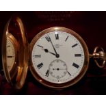 SIR WINSTON CHURCHILL, M.F. DENT, AN 18CT GOLD MINUTE REPEATING POCKET WATCH Having a full hunter