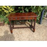 A WILLIAM & MARY STYLE OAK SIDE TABLE Of good colour, the two drawers fitted with brass handle and