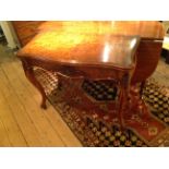 A 19TH CENTURY FRENCH BURR WALNUT FOLD OVER CARD TABLE  Of serpentine form, raised on cabriole