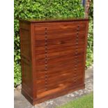 AN EDWARDIAN MAHOGANY COLLECTORS CHEST Of eighteen long drawers, fitted with turned wooden knob