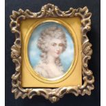 RICHARD CONWAY, R.A., 1742 - 1821, AN OVAL PORTRAIT MINIATURE Of a lady (unknown), held in a heavy