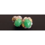 A PAIR OF 18CT GOLD, DIAMOND STUDS SET WITH JADE Marked '750'. (5851/BG1188713/3)