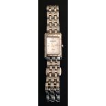 A LADIES' RAYMOND WEIL TANGO STAINLESS STEEL WRIST WATCH With mother-of-pearl dial and Roman