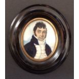 A 19TH CENTURY OVAL PORTRAIT MINIATURE ON IVORY Of General Scott (one of Wellington's Generals at