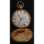 A MID 20TH CENTURY HALLMARKED 9CT GOLD PLAIN HUNTER CASED POCKET WATCH With Masonic dedication