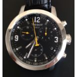 A GENTLEMEN'S TISSOT '1853' STAINLESS STEEL WATCH WITH SAPPHIRE CRYSTAL On leather strap with