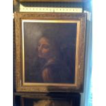 A 19TH CENTURY OIL ON CANVAS PORTRAIT OF A LADY Looking over her left shoulder, framed. 29 x 34cm