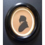 GEORGE ATKINSON, AN EARLY 19TH CENTURY SILHOUETTE ON CARD Portrait of a gentleman wearing a high