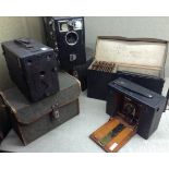 A COLLECTION OF LATE 19TH/EARLY 20TH CENTURY CAMERAS To include an Eastman Kodak, mahogany with