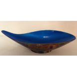 REED & BARTON, A SILVER PLATED AND AZURE BLUE ENAMELLED DISH Designed by Marian Borman, stamped