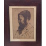 HERMANN STRUCK, GERMAN, 1876 - 1944, A BLACK AND WHITE ENGRAVING Of a Rabbi, dated 1906, framed