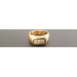 AN 18CT GOLD RING WITH THREE CUSHION SET DIAMONDS (size J) (5851/BG1180504/7)