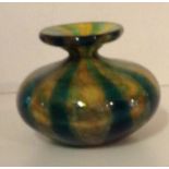 MDINA, A 'MING' STUDIO GLASS VASE Of squat form, with a flared rim, bearing engraved marks. (d