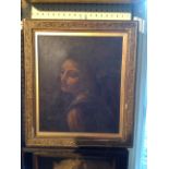 A 19TH CENTURY OIL ON CANVAS  Portrait of lady, looking over her left shoulder, framed. (29cm x