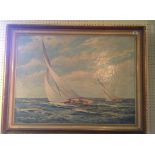 M.G. FRIEDRICH, GERMAN, 20TH CENTURY OIL ON CANVAS Yachting off the coast, signed lower right and