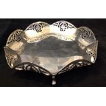 A 20TH CENTURY SILVER OCTAGONAL SWEETMEAT DISH With pierced decoration of stylised flowers,