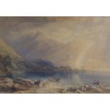 ATTRIBUTED TO WILLIAM ANDREWS NESFIELD, EARLY 19TH CENTURY WATERCOLOUR Coastal landscape of