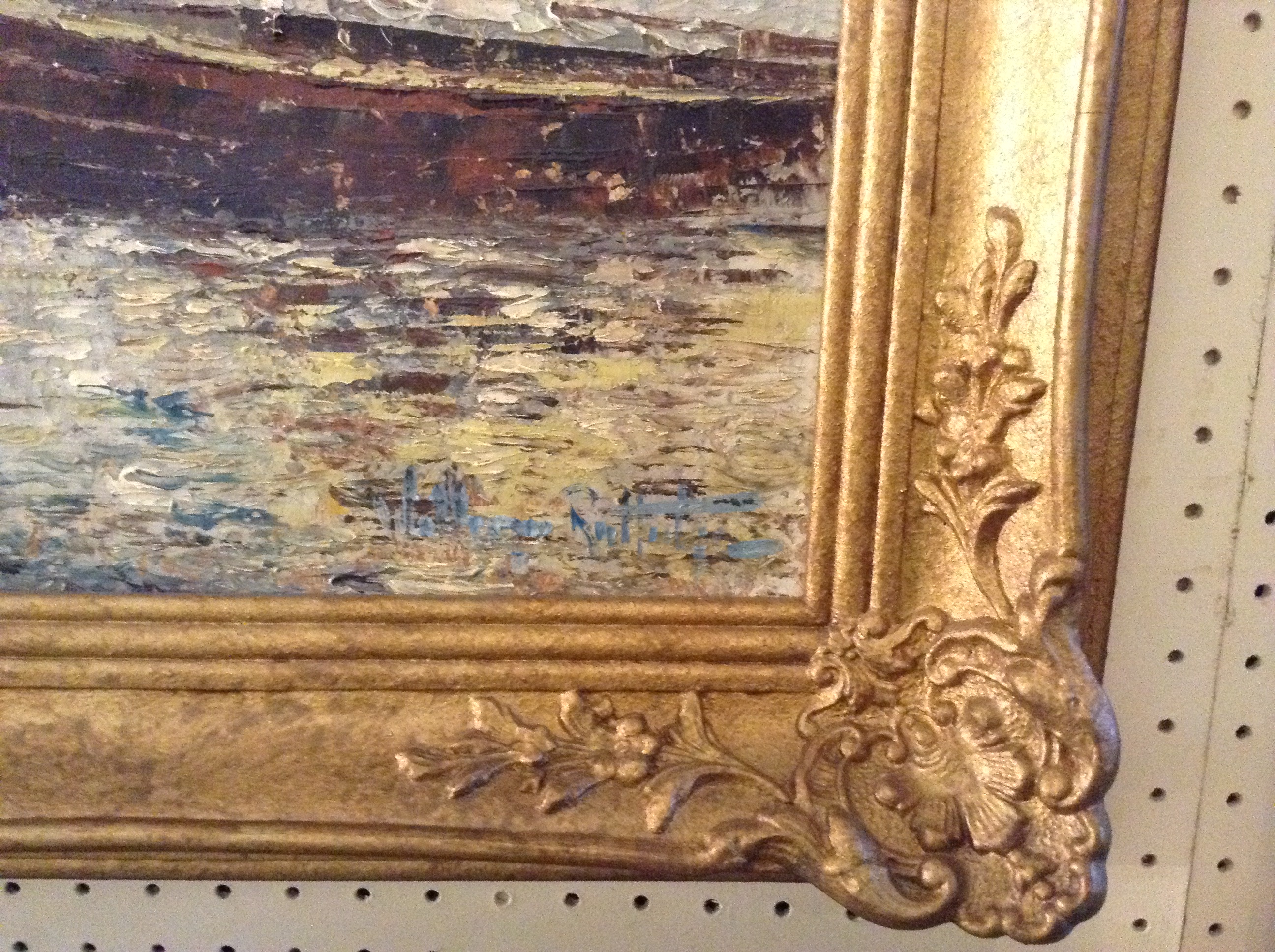 AN EARLY 20TH CENTURY OIL ON CANVASView of the Thames, indistinctly signed lower right and gilt - Image 2 of 2