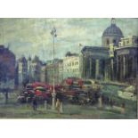 AYLING, AN EARLY 20TH CENTURY OIL ON BOARD View of the National Gallery, London.