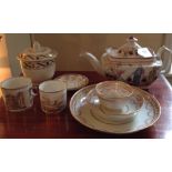 A COLLECTION OF LATE 18TH/EARLY 19TH CENTURY NEWHALL PORCELAIN  To include a teapot, hand painted