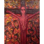 IVAN, 63, A SOVIET SCHOOL OIL ON CANVAS 'The Crucifixion', gilt framed.  (82cm x 94cm) Condition: