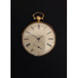 W.M. BODDINGTON, A FINE MID 19TH CENTURY HALLMARKED 18CT GOLD OPEN FACED POCKET WATCH Having Roman