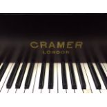 CRAMER, LONDON, A LATE 19TH/EARLY 20TH CENTURY MAHOGANY CASED BOUDOIR PIANO With brass banding in